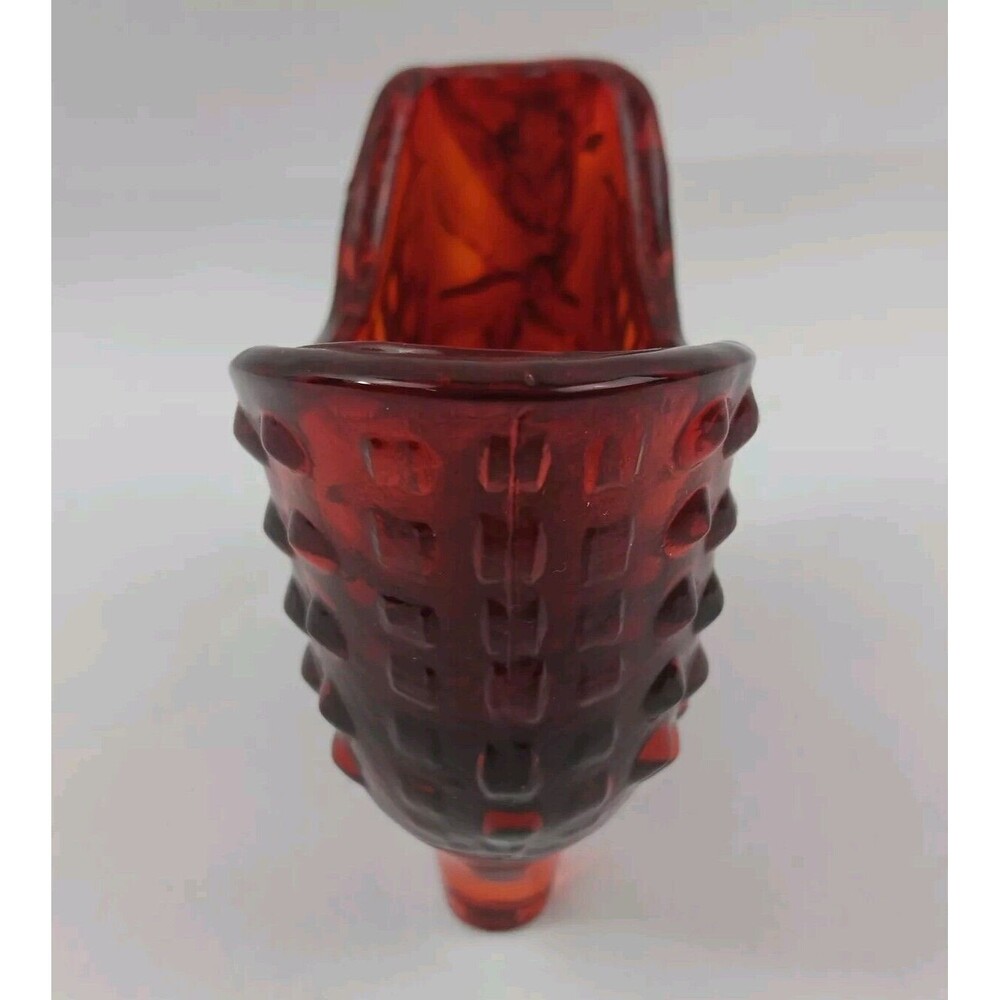 Vintage Red Amberina Fenton Hobnail Glass Slipper Shoe Figurine - Picture 3 of 8